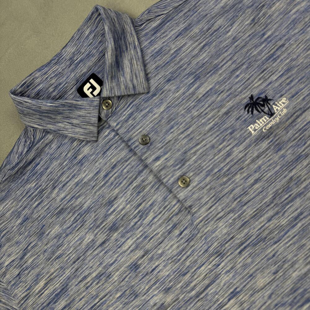 FootJoy Polo Shirt Mens 2XL Blue Heather Palm Aire Golf Stretch Performance Logo